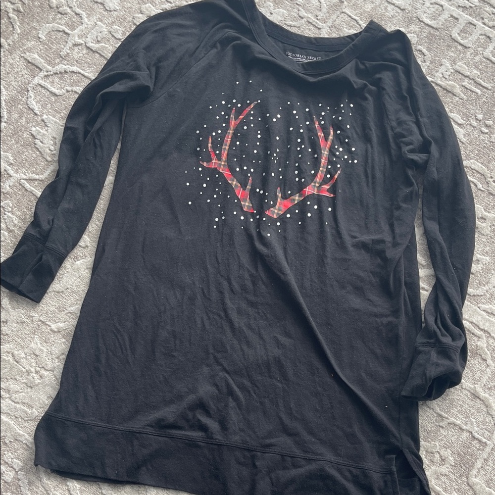 Victoria's Secret Black Christmas Night Shirt